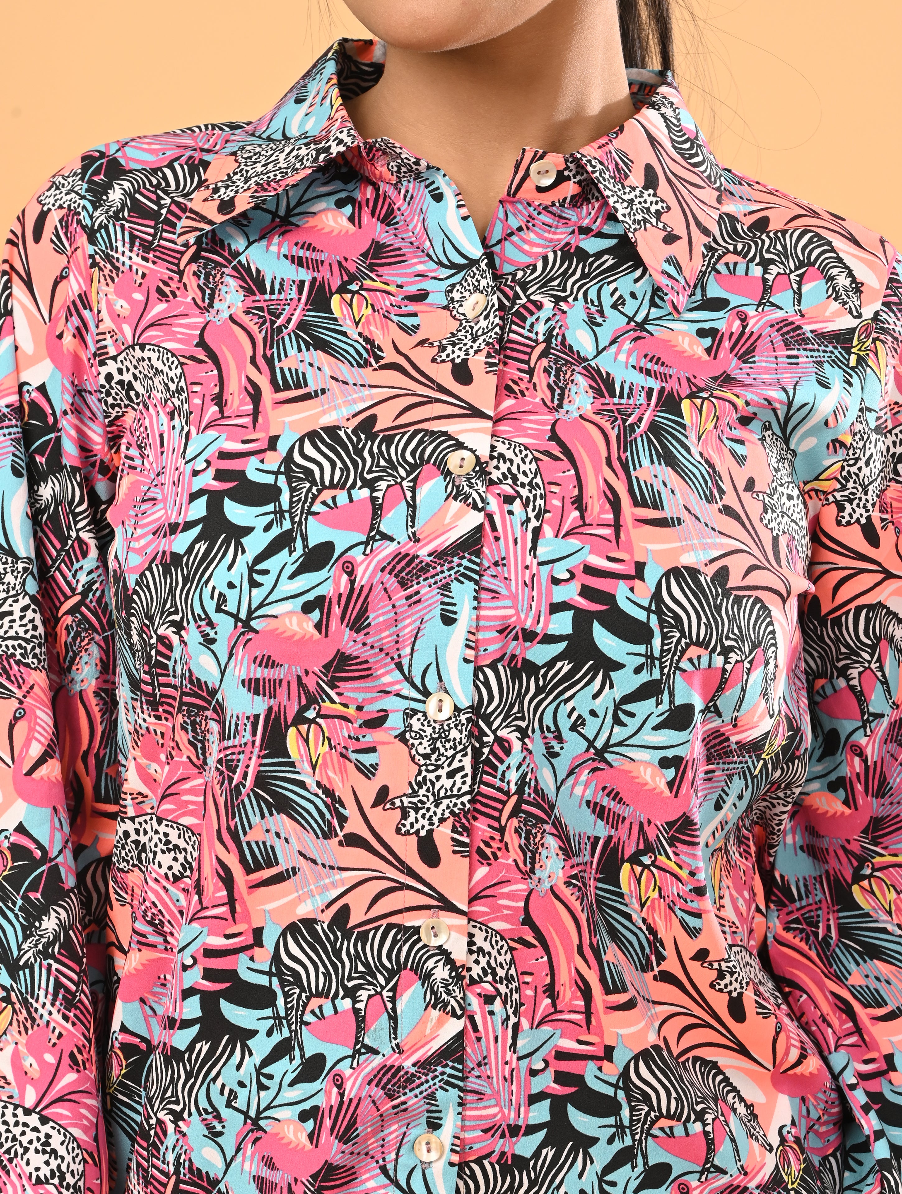 Pink Tropical Print Cotton Co-Ord Set