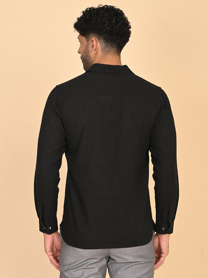 Black Silk Satin Shirt