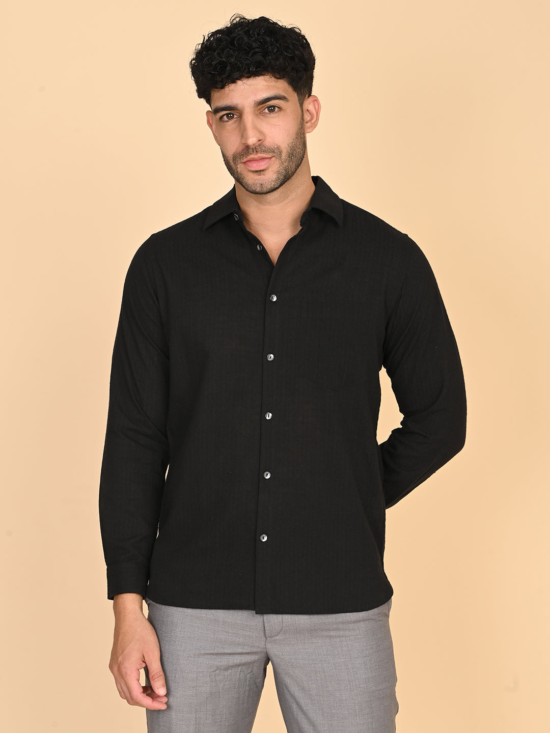 Black Silk Satin Shirt