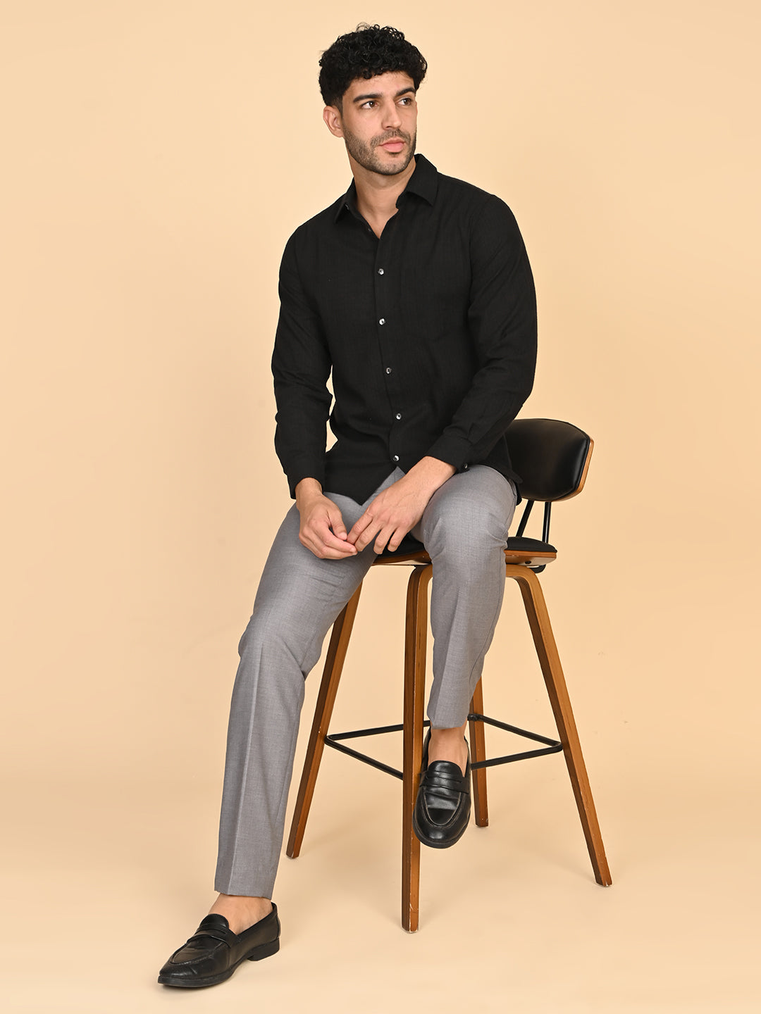 Black Silk Satin Shirt