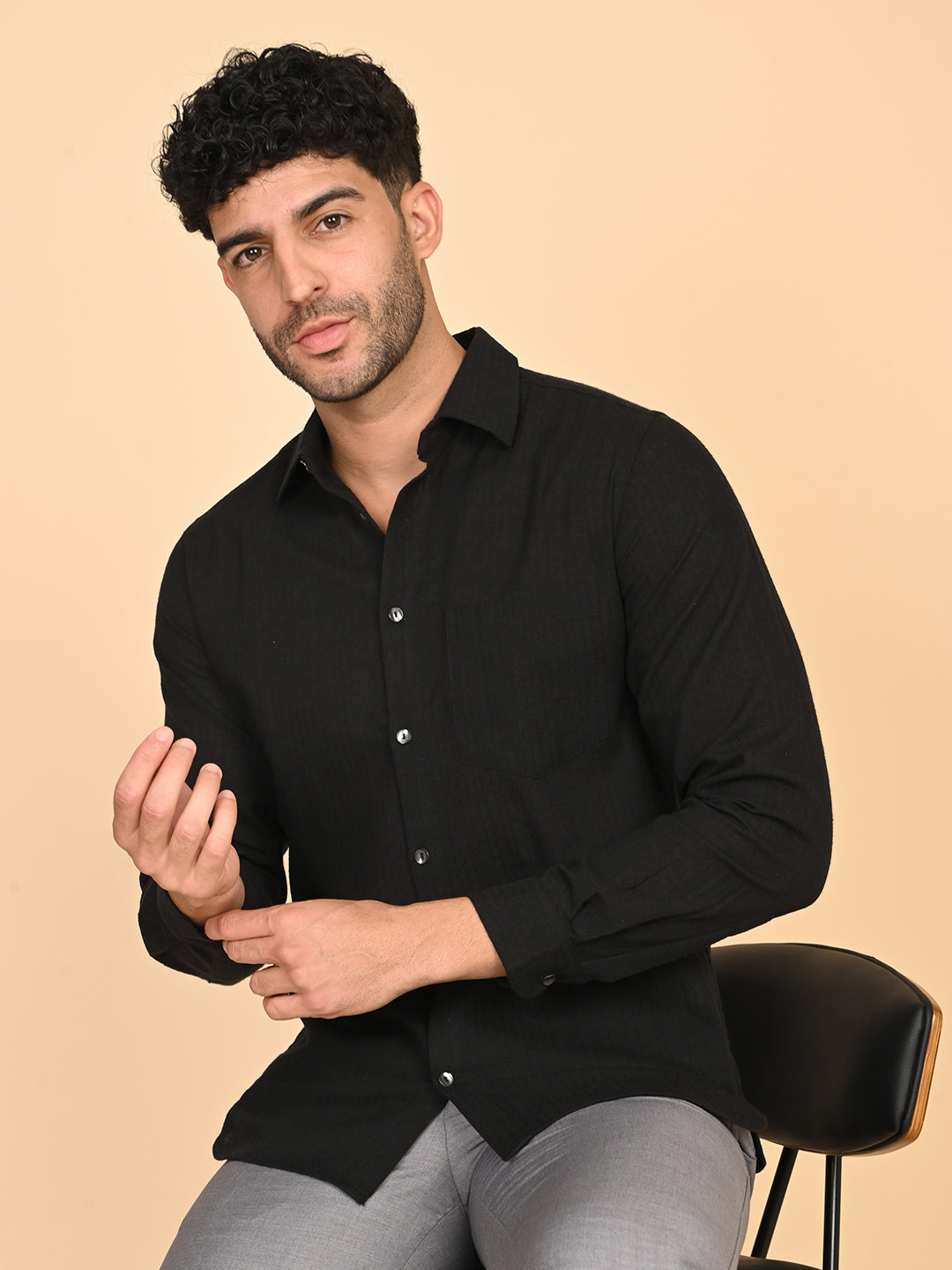 Black Silk Satin Shirt