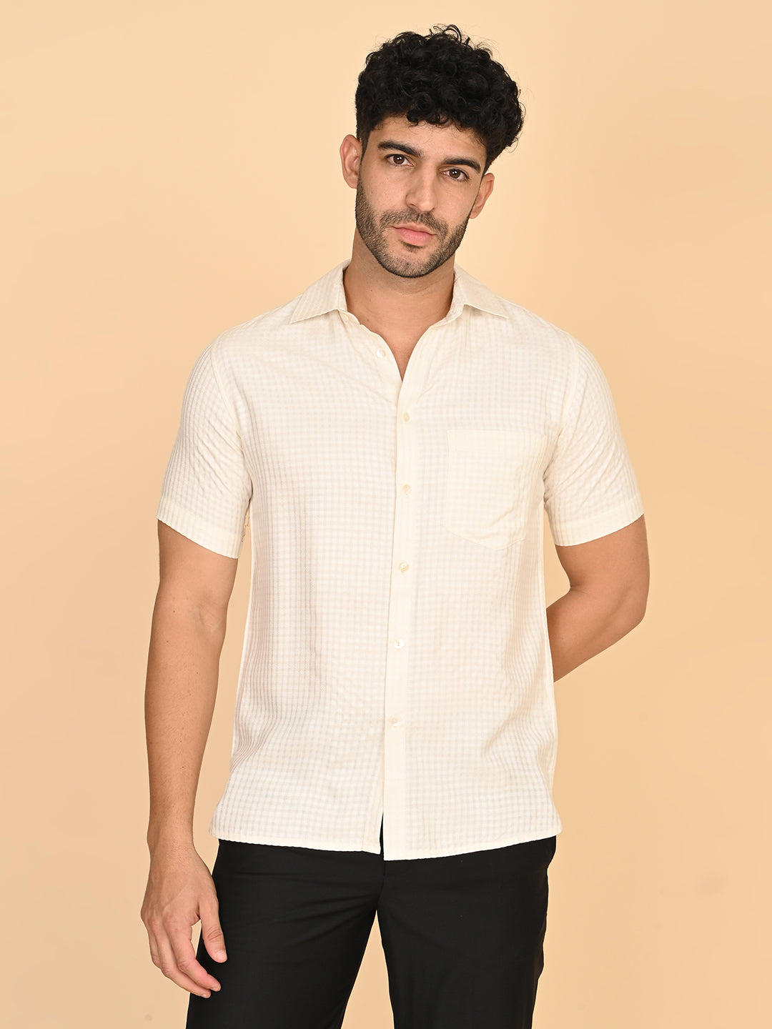 Half Sleeve Shirt in TC dobby Weave