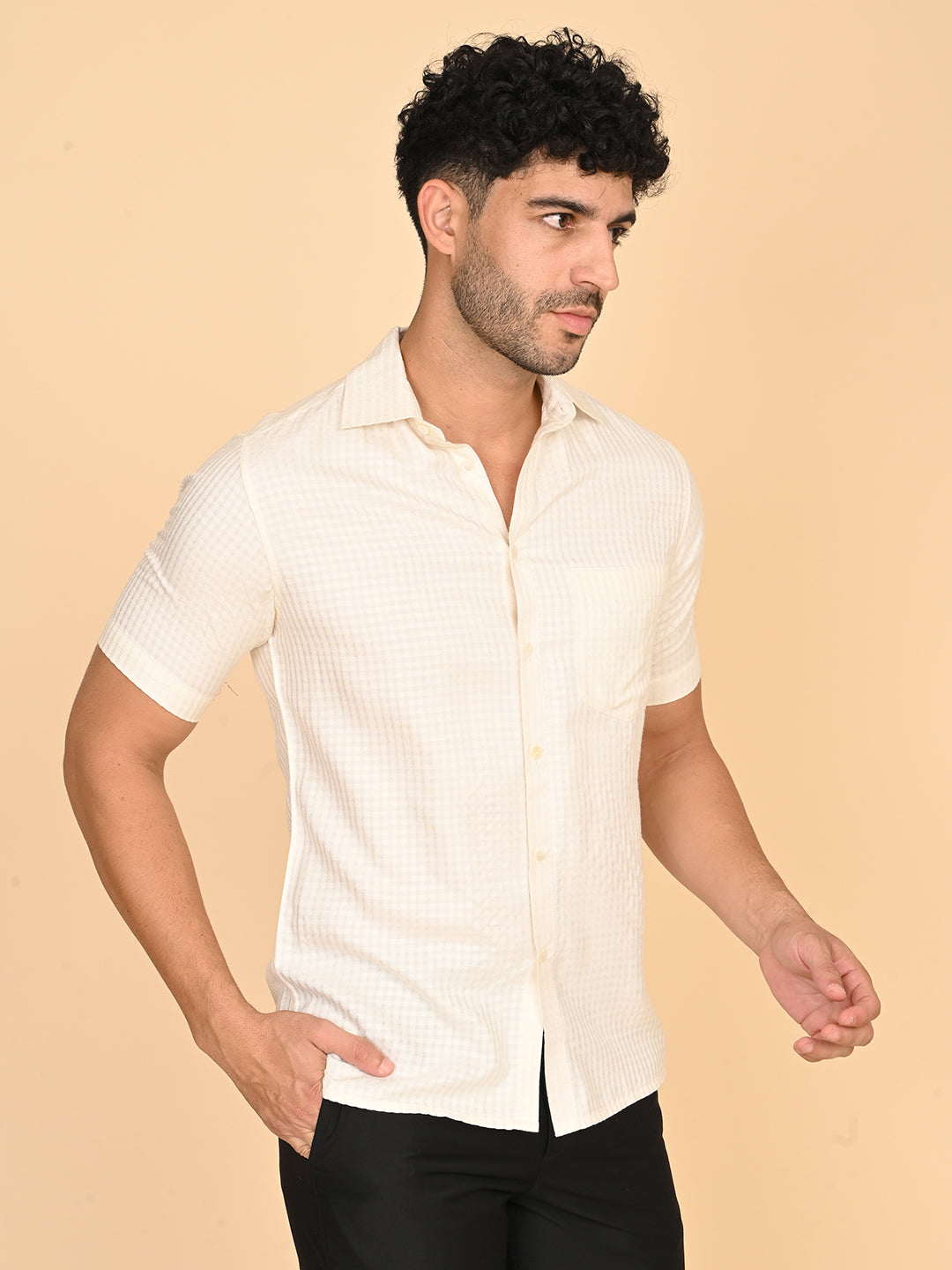 Half Sleeve Shirt in TC dobby Weave