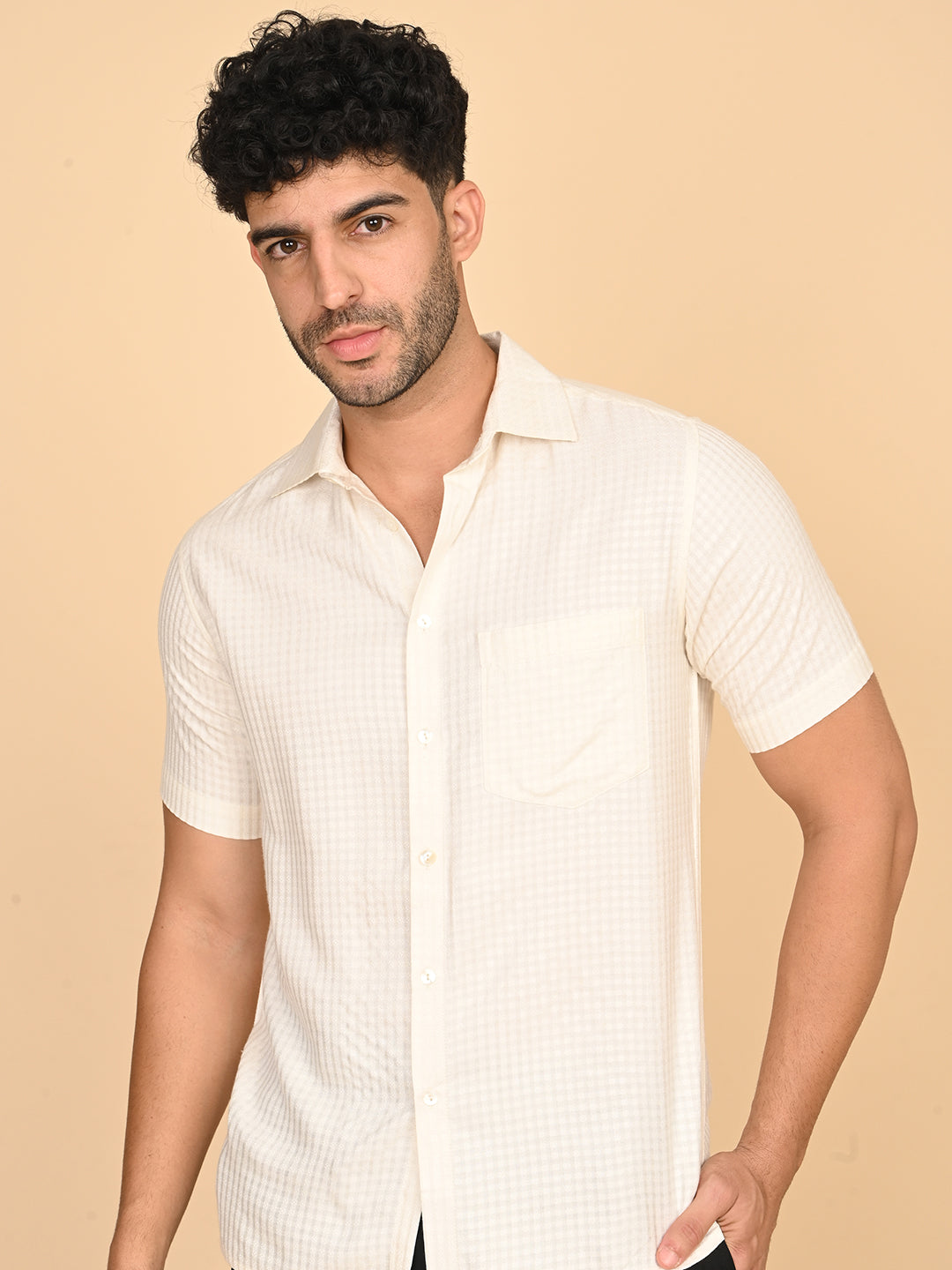 Half Sleeve Shirt in TC dobby Weave