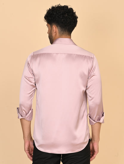 Blush Pink Satin Silk Shirt