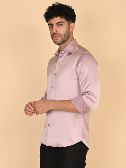 Blush Pink Satin Silk Shirt