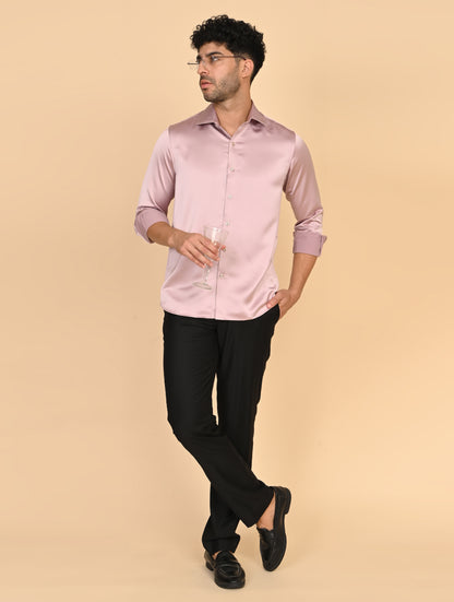 Blush Pink Satin Silk Shirt
