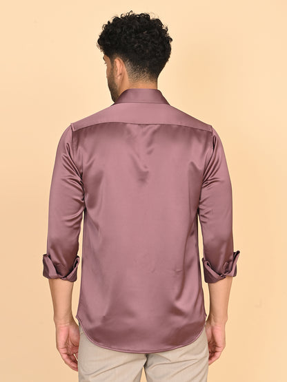 Dark Wine Silk Satin Shirt