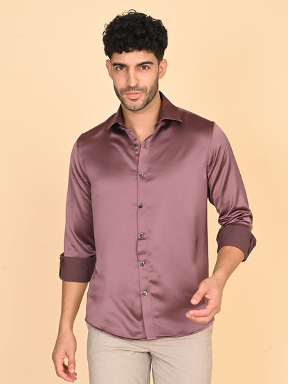 Dark Wine Silk Satin Shirt