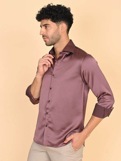 Dark Wine Silk Satin Shirt