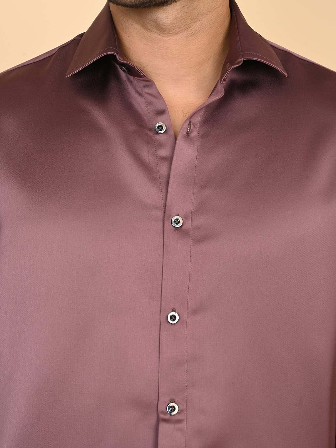 Dark Wine Silk Satin Shirt