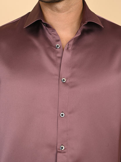 Dark Wine Silk Satin Shirt
