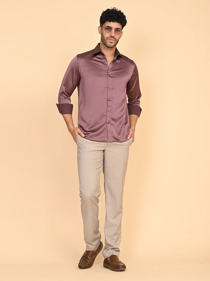 Dark Wine Silk Satin Shirt
