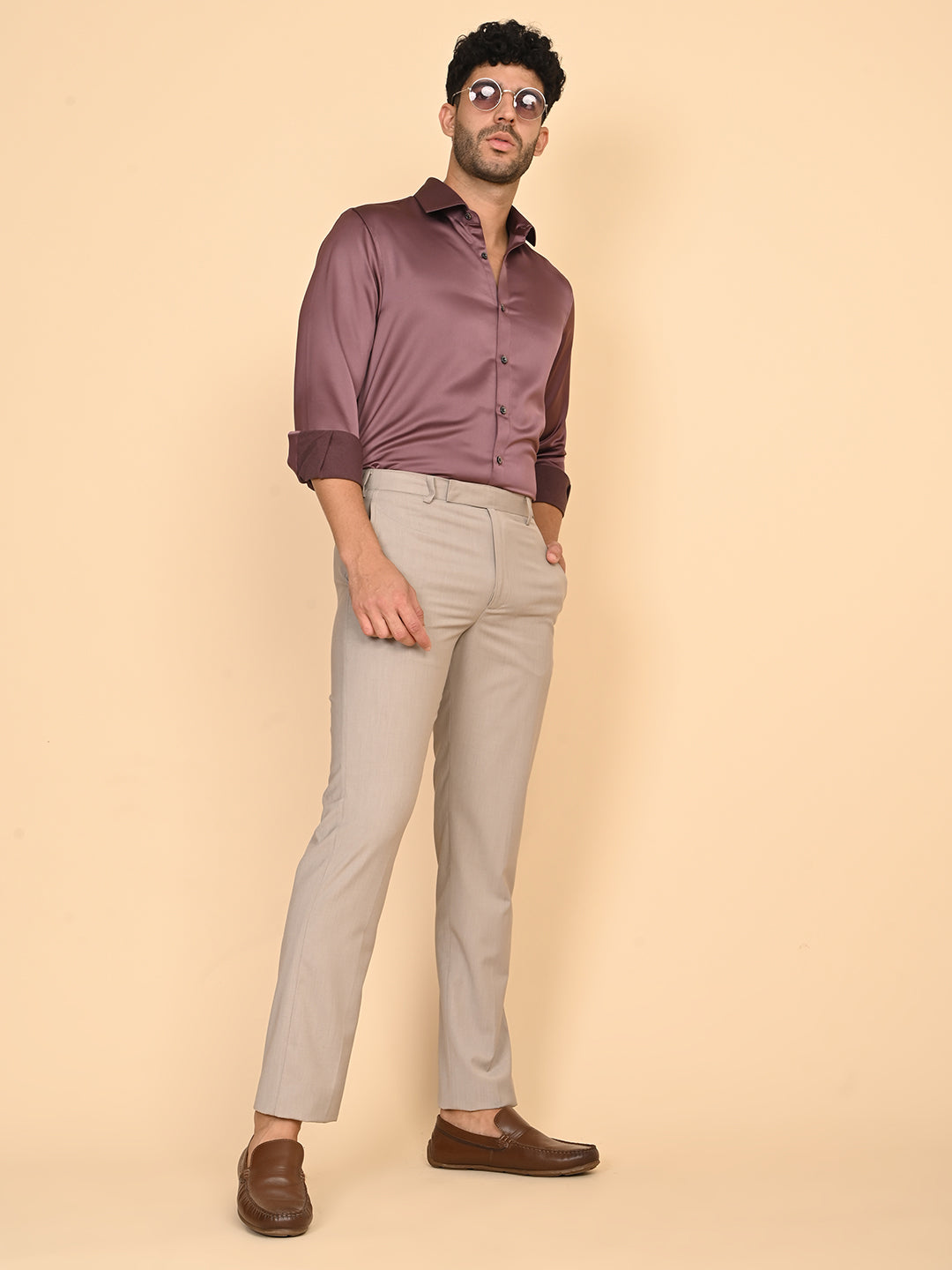 Dark Wine Silk Satin Shirt