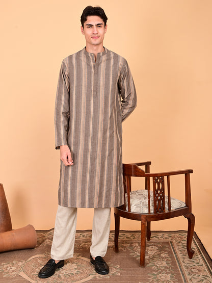 Multicolour Yarn-Dyed Cotton Full-Length Kurta