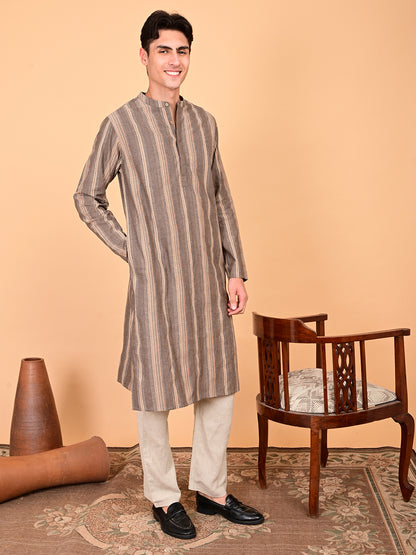 Multicolour Yarn-Dyed Cotton Full-Length Kurta