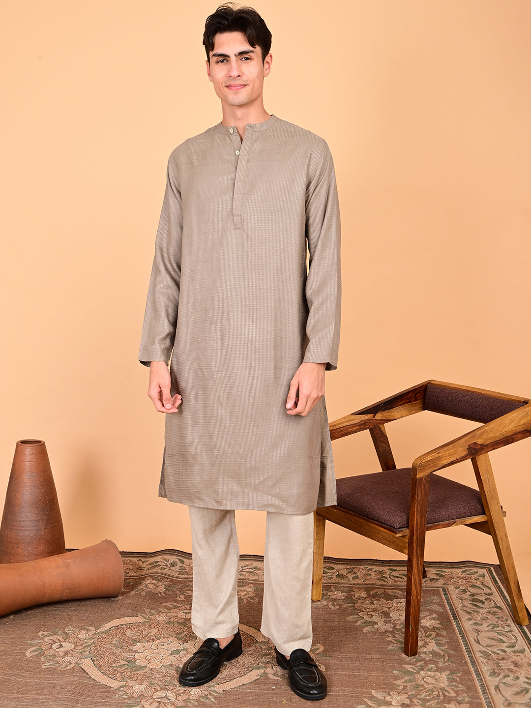 Silk Dobby Weave Long Kurta