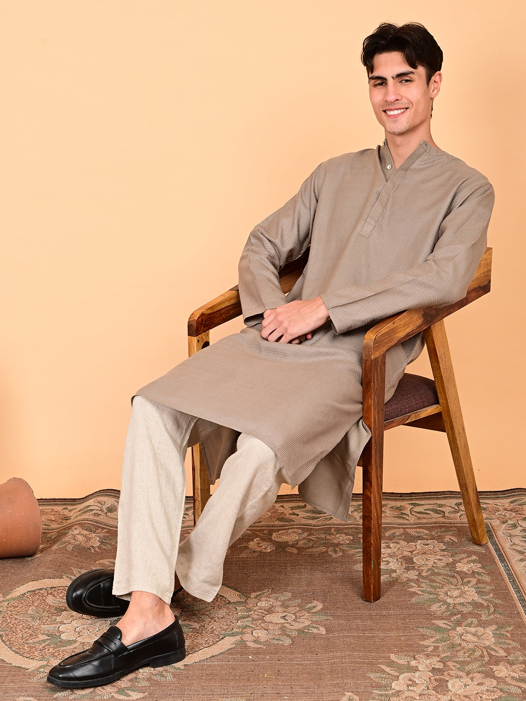 Silk Dobby Weave Long Kurta