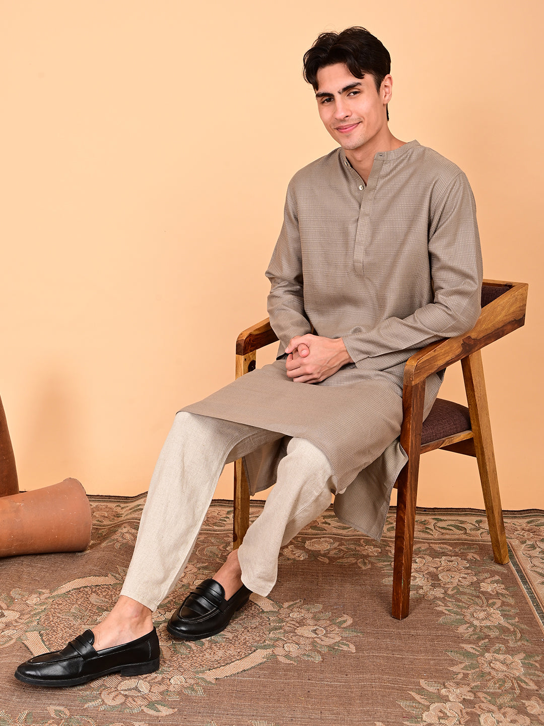Silk Dobby Weave Long Kurta