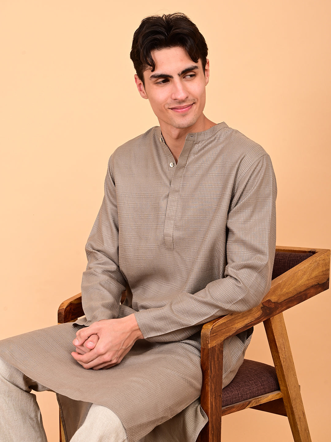 Silk Dobby Weave Long Kurta
