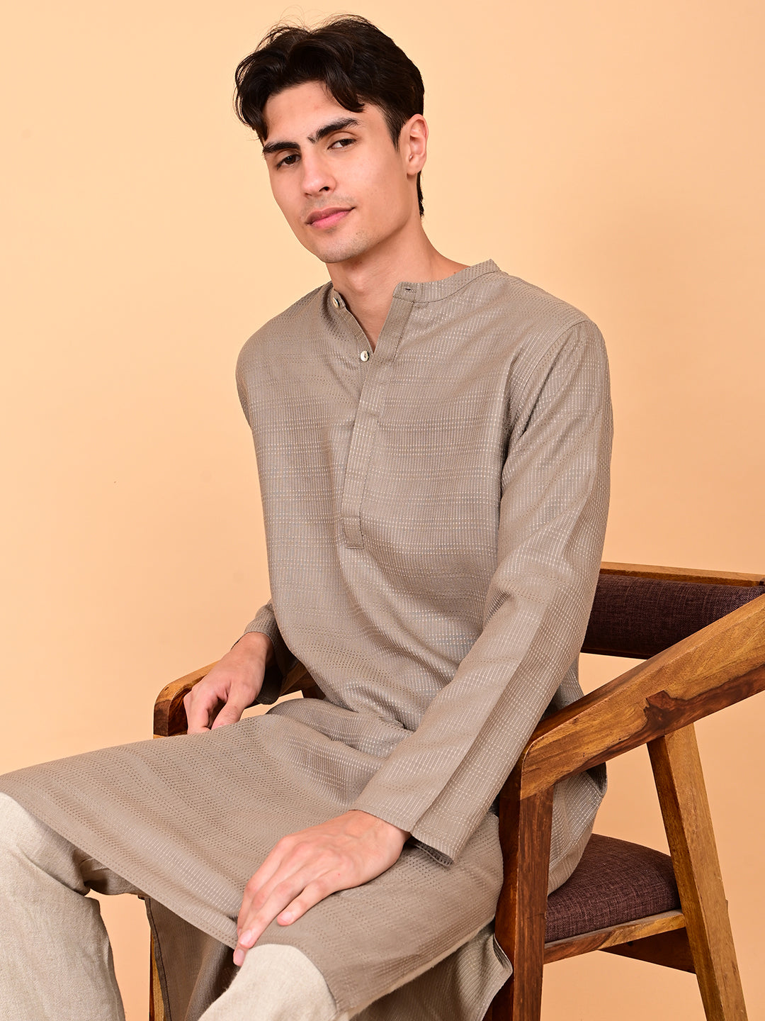 Silk Dobby Weave Long Kurta