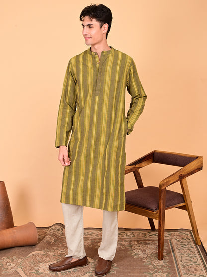 Multicolour Yarn-Dyed Cotton Full-Length Kurta