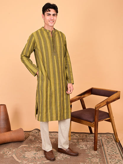 Multicolour Yarn-Dyed Cotton Full-Length Kurta