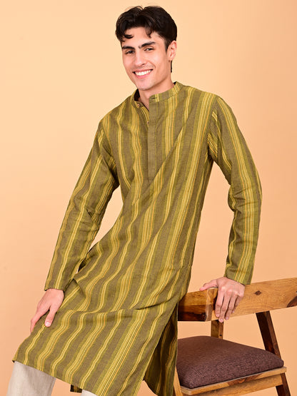 Multicolour Yarn-Dyed Cotton Full-Length Kurta