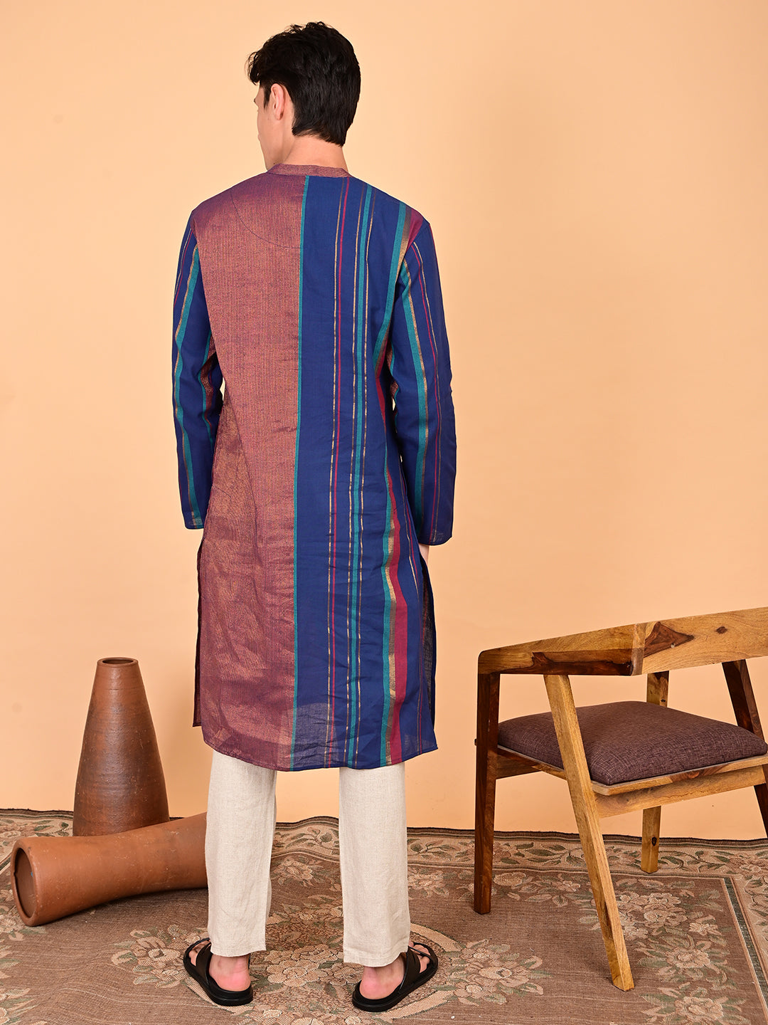 Kurta in Cotton Zari - Multicolour