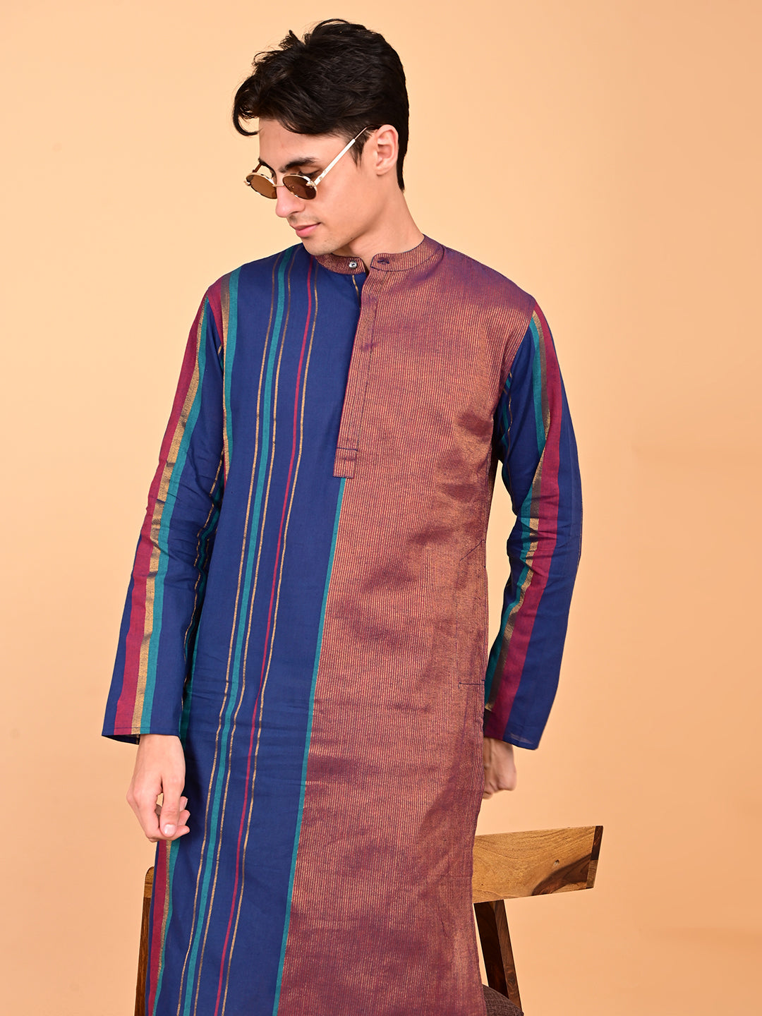 Kurta in Cotton Zari - Multicolour