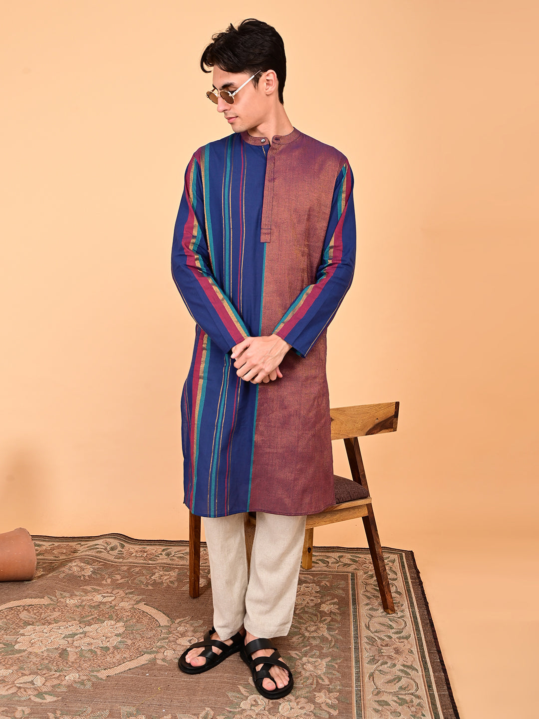 Kurta in Cotton Zari - Multicolour