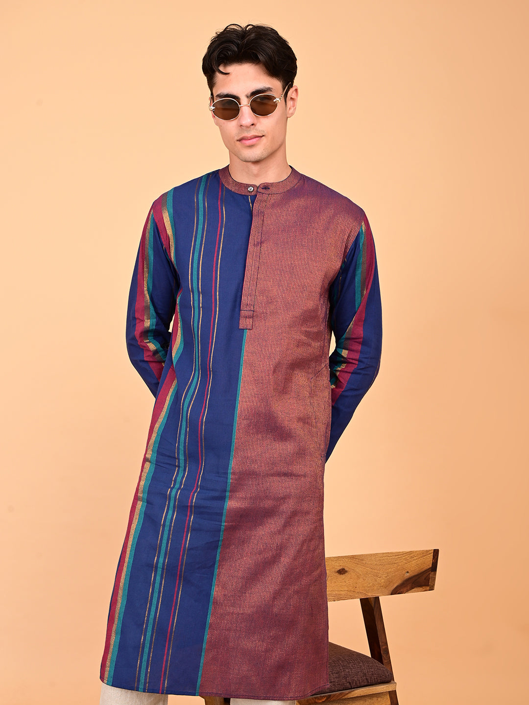 Kurta in Cotton Zari - Multicolour
