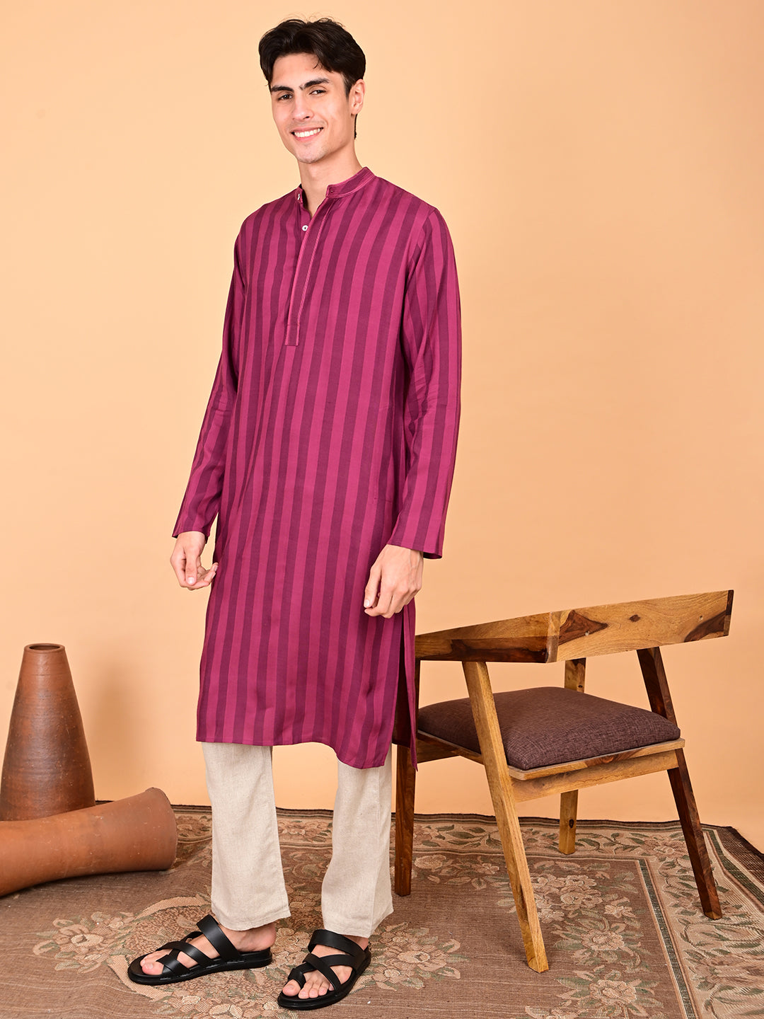 Cotton Rayon Kurta - Burgandy