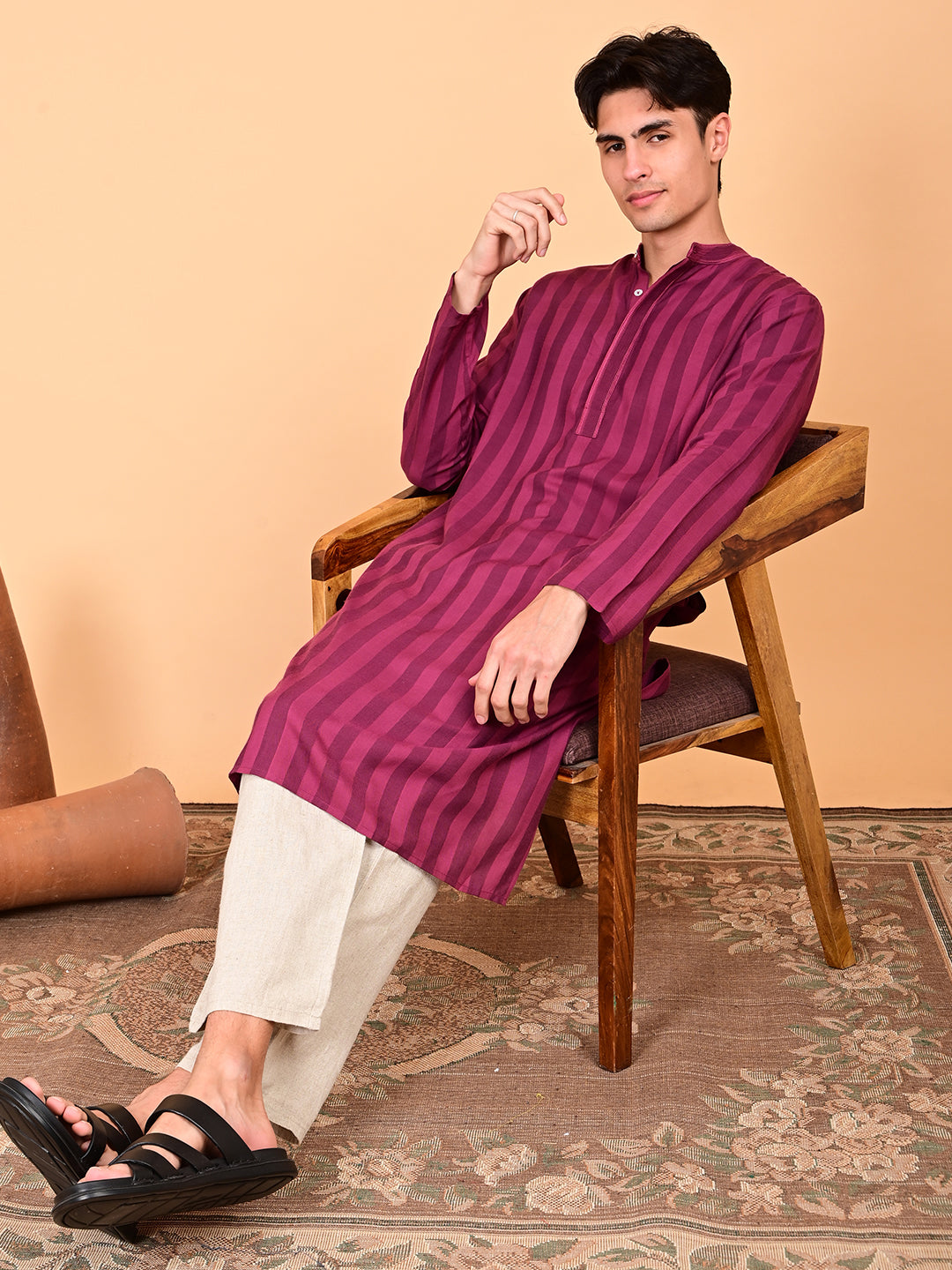 Cotton Rayon Kurta - Burgandy
