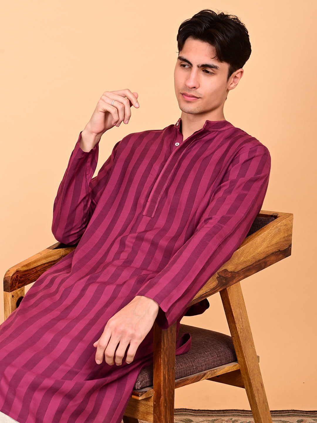 Cotton Rayon Kurta - Burgandy