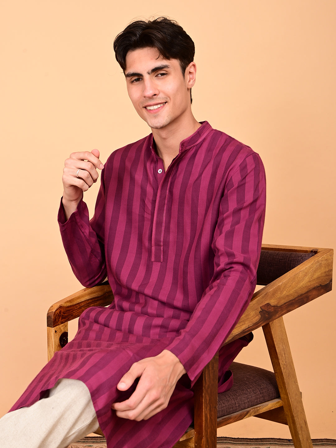 Cotton Rayon Kurta - Burgandy