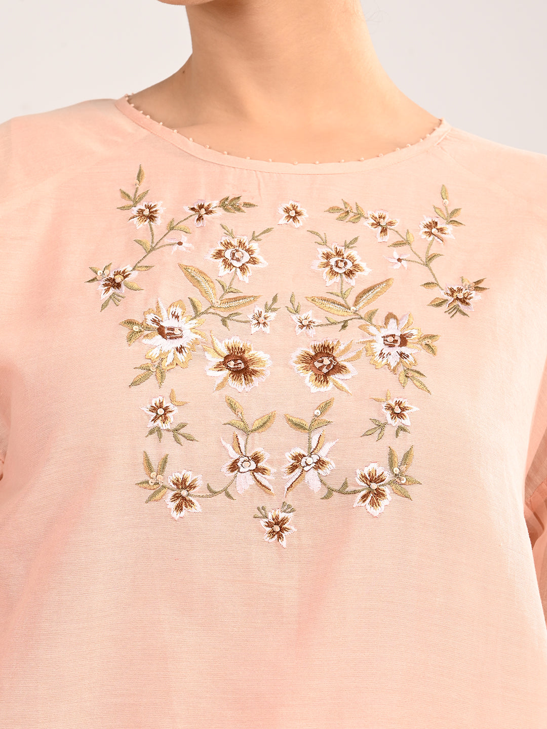 Pink Embroidered Organza Dress