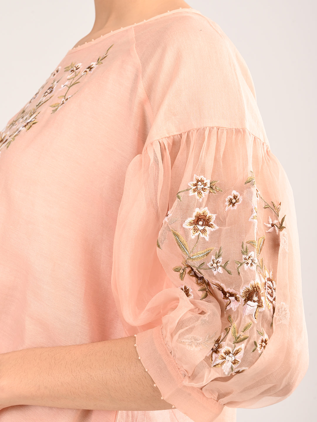 Pink Embroidered Organza Dress