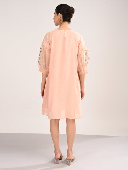 Pink Embroidered Organza Dress