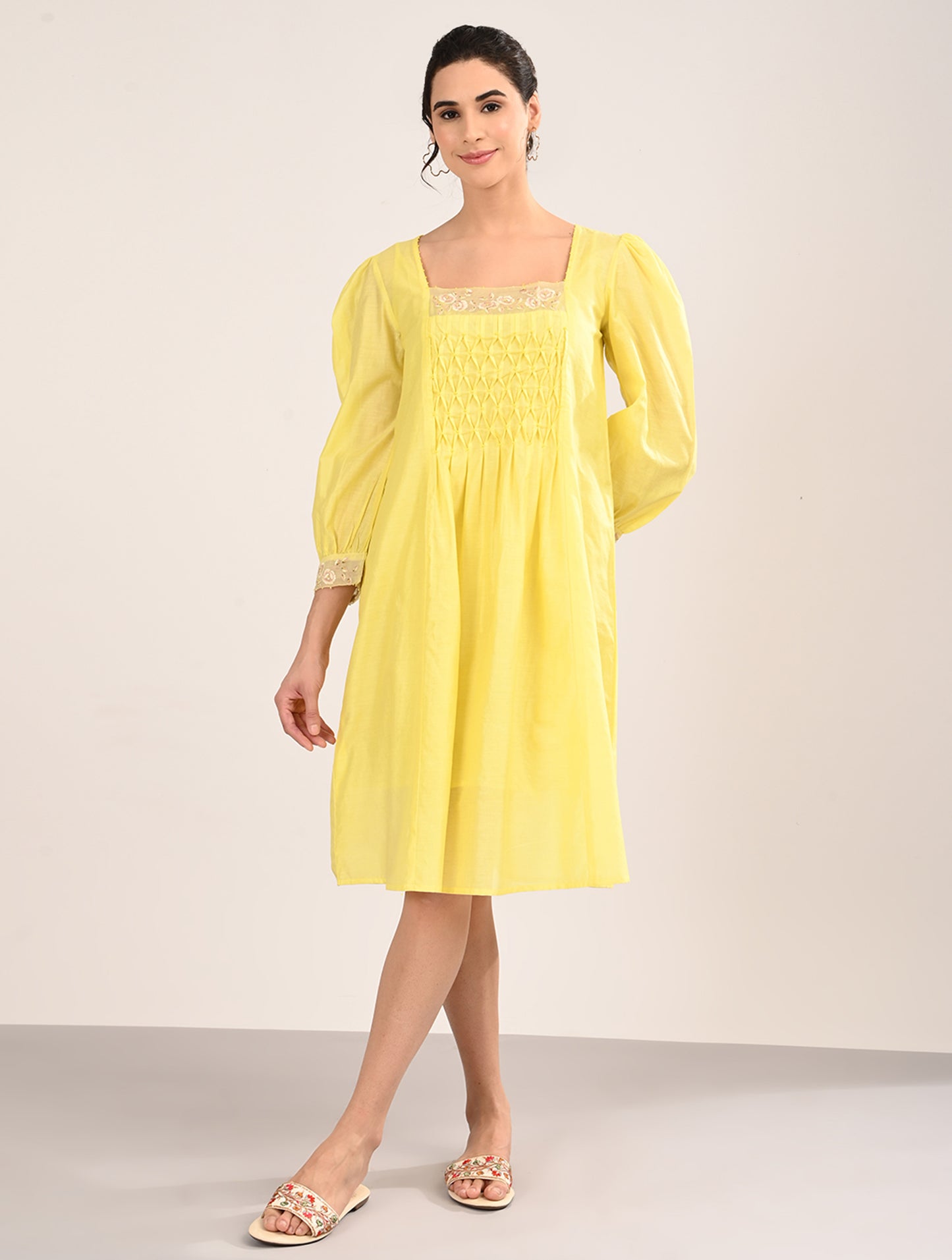 Yellow Embroiderey Dress