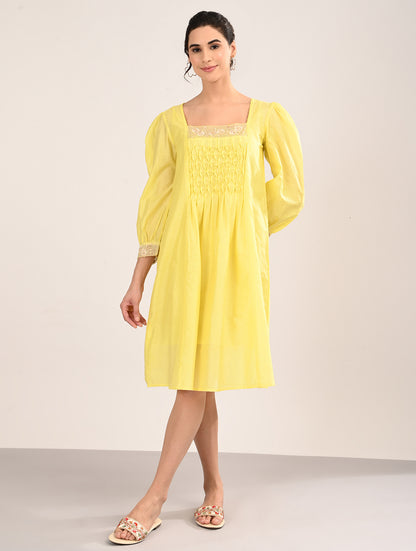 Yellow Embroiderey Dress