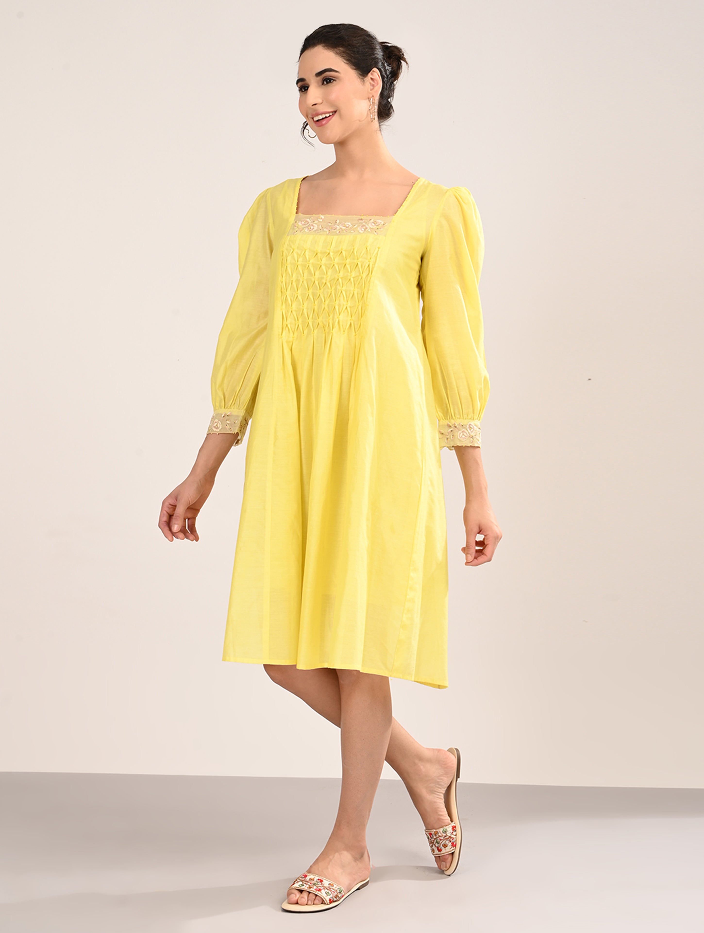 Yellow Embroiderey Dress