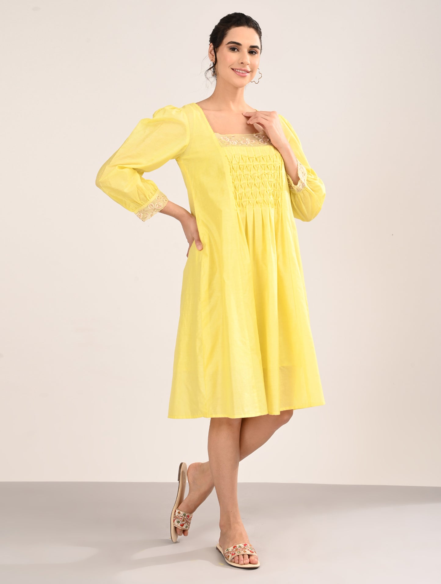 Yellow Embroiderey Dress