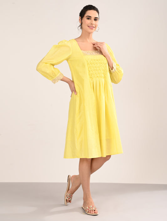 Yellow Embroiderey Dress