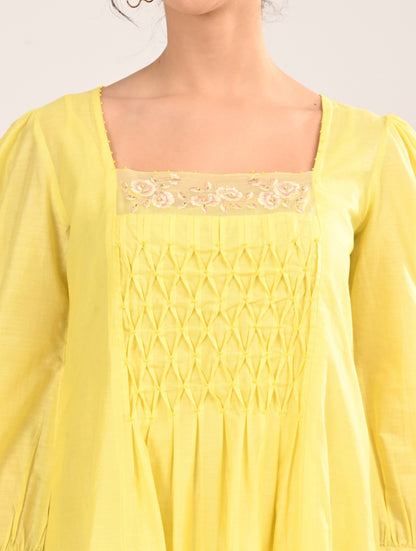 Yellow Embroiderey Dress