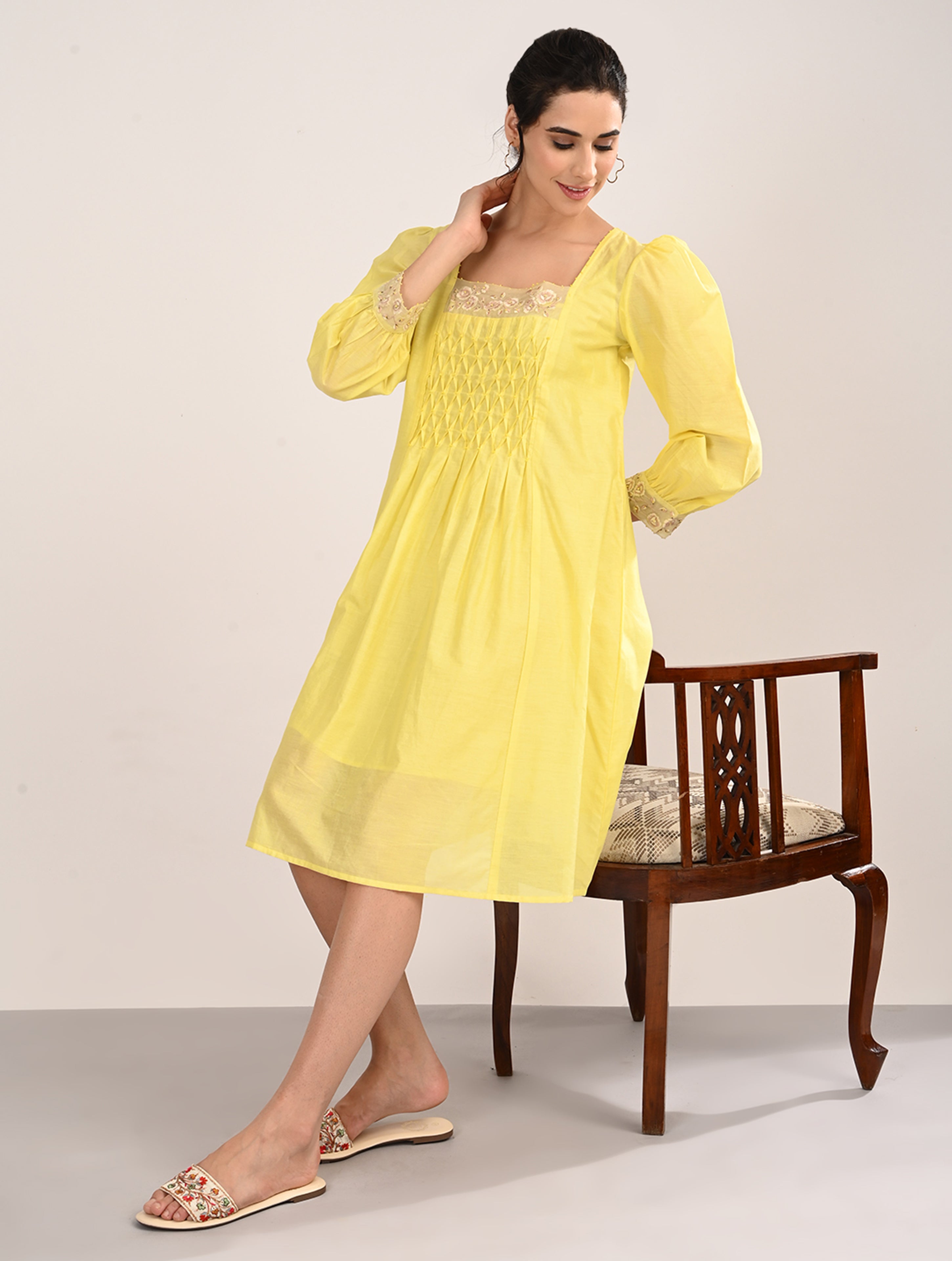 Yellow Embroiderey Dress