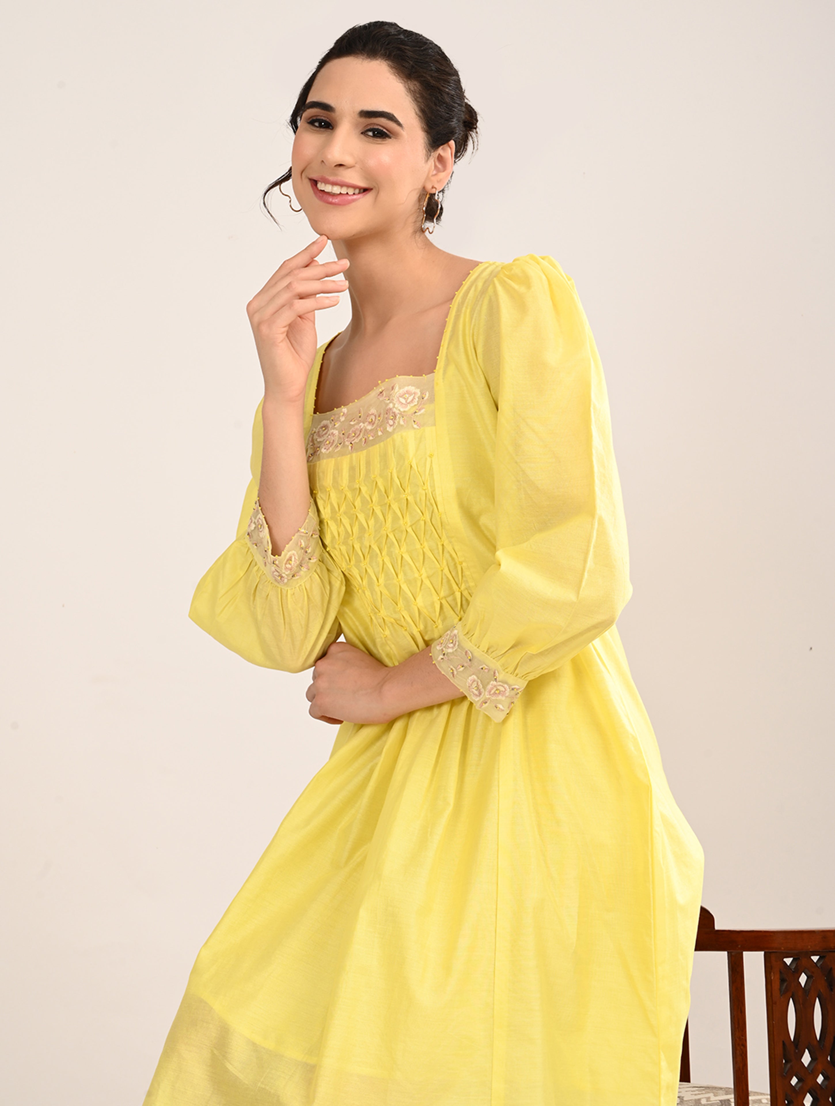 Yellow Embroiderey Dress