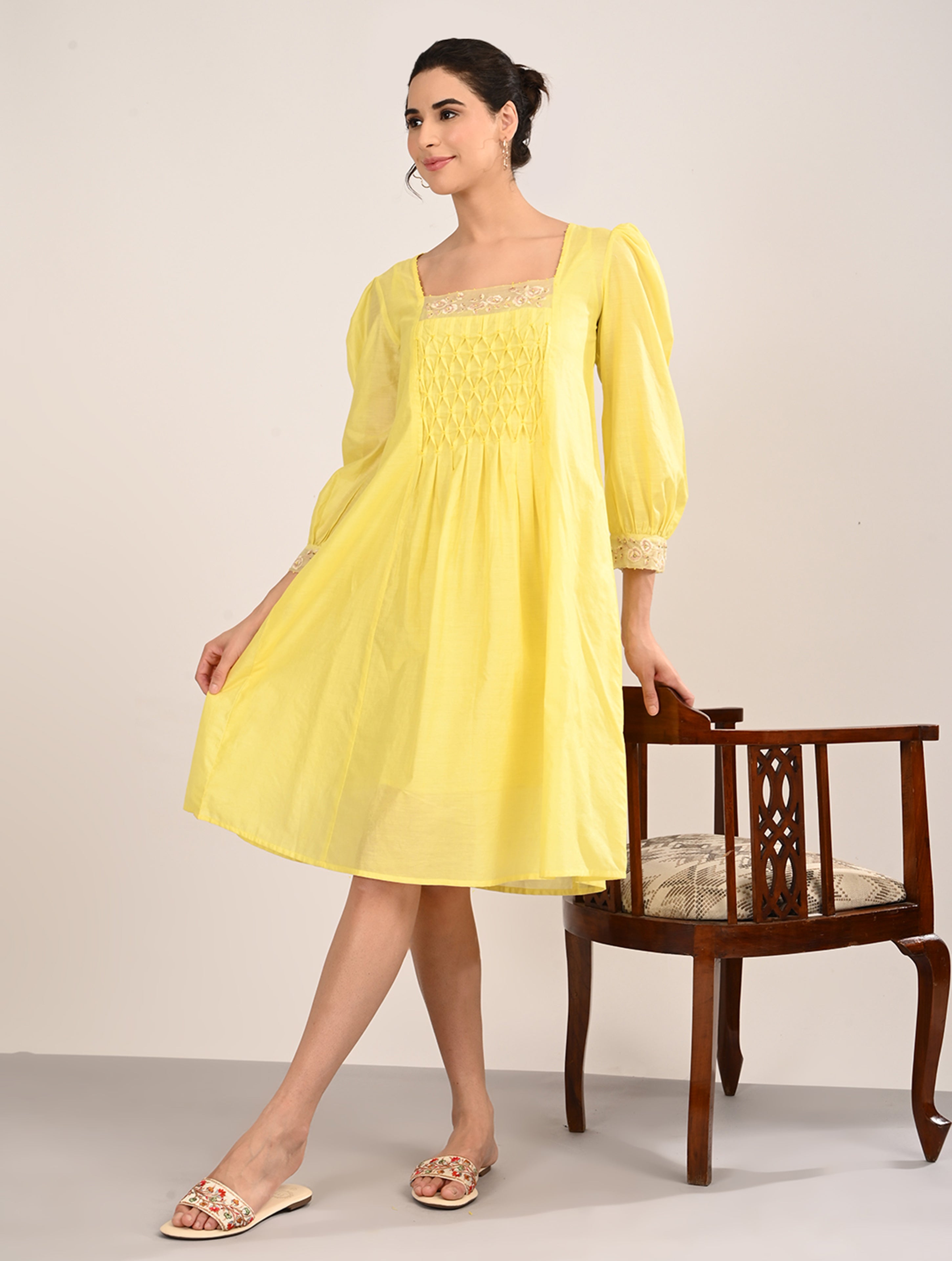 Yellow Embroiderey Dress