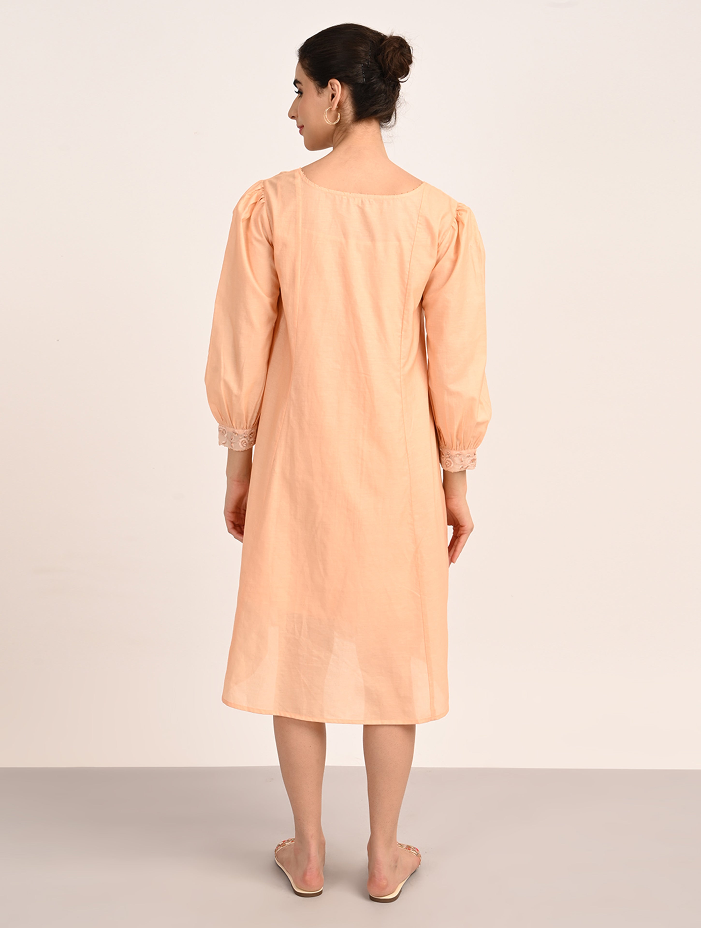 Peach Embroidered Dress