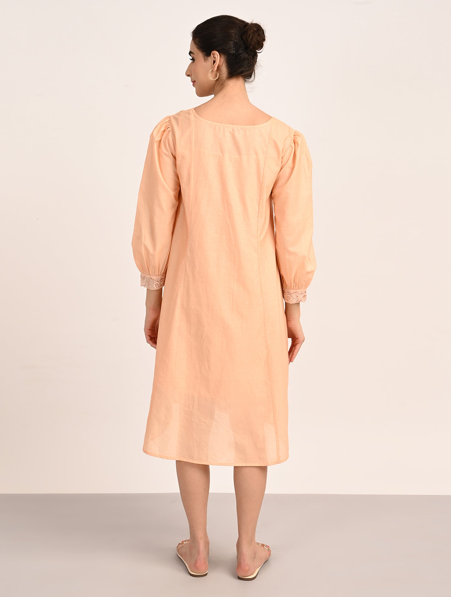 Peach Embroidered Dress